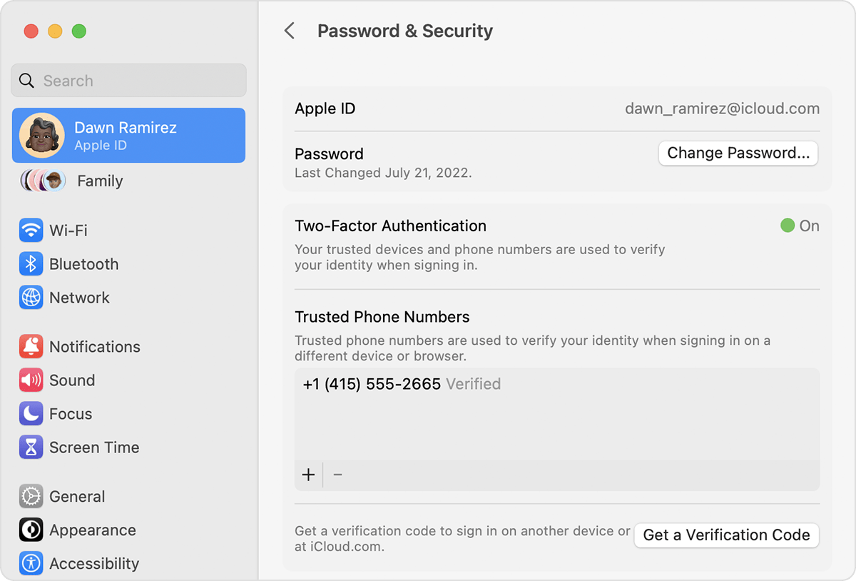 On Mac, open settings to get a verification code