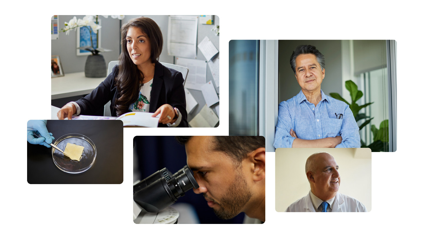 Коллаж из пяти фото с участниками биотехнологического стартапа SweetBio